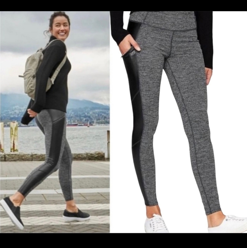 Athleta Womens Herringbone Luxe Metro Drifter Black Women's Medium Tall